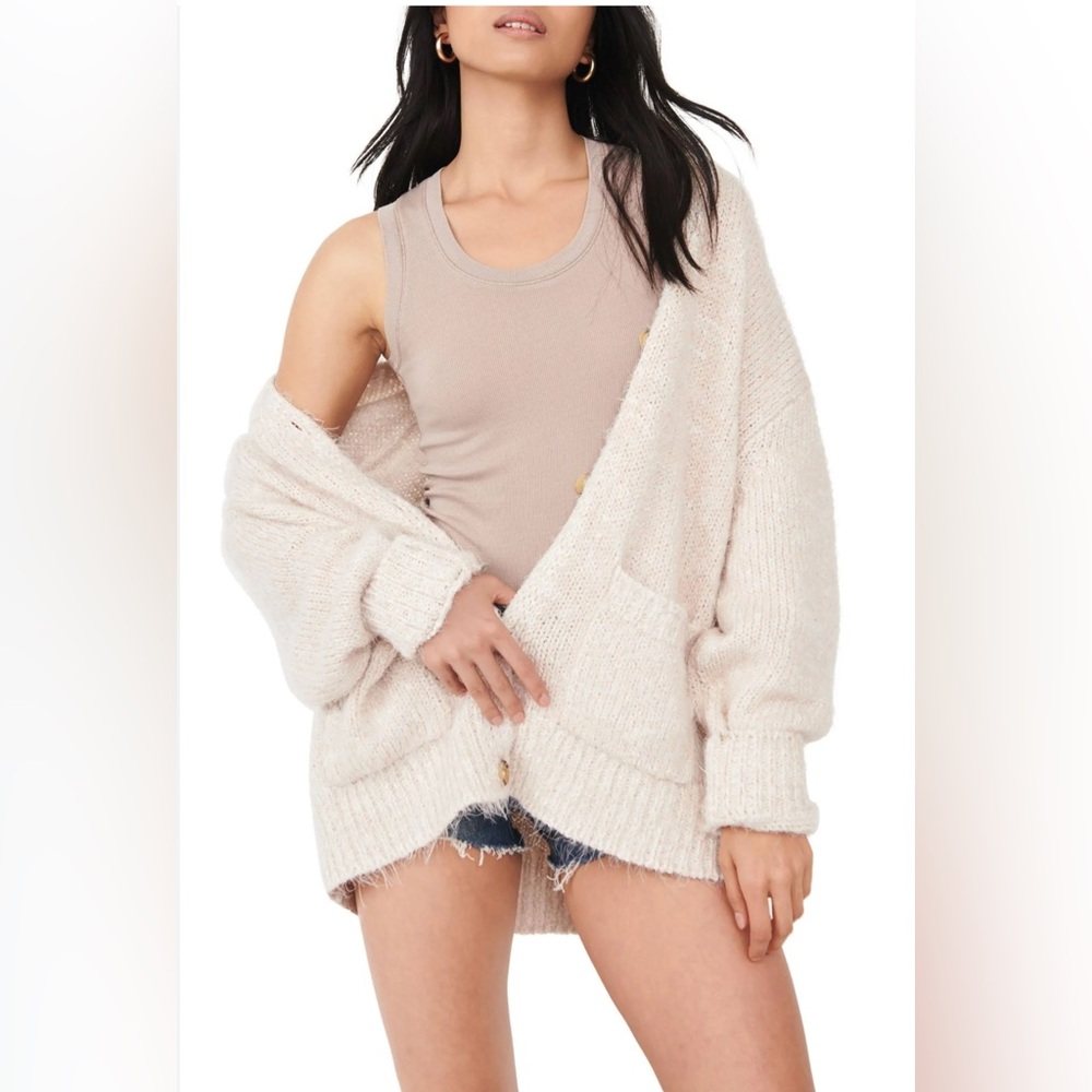 Free People Nevermind Oversized Fuzzy Knit Cardigan Sz XS